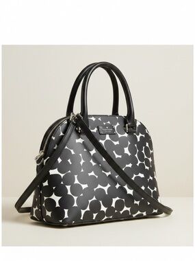 Kate Spade Geo Dome Satchel Black White Crossbody Structured NWOT